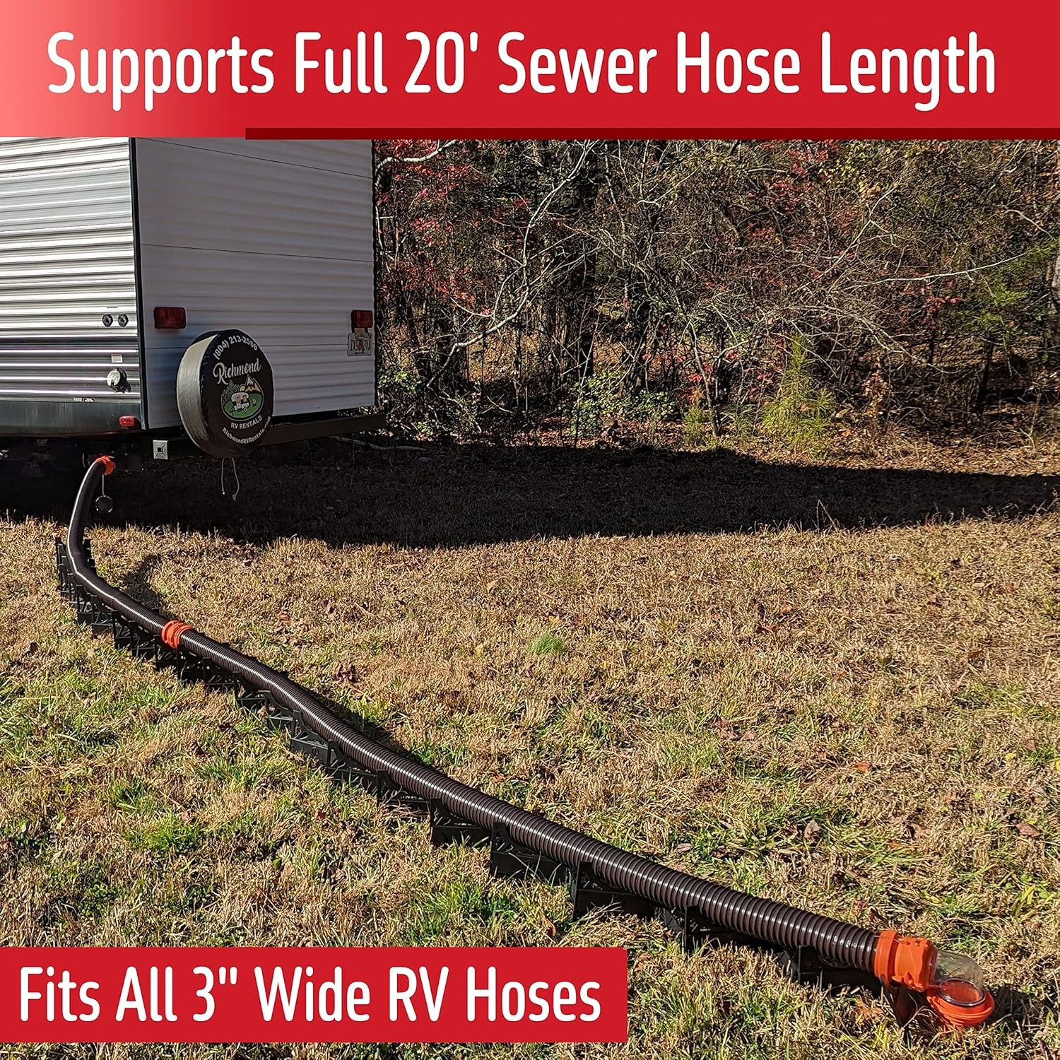 Beech Lane 20 Foot RV Sewer Hose Support with Clip On Accessory Feet 20 FT