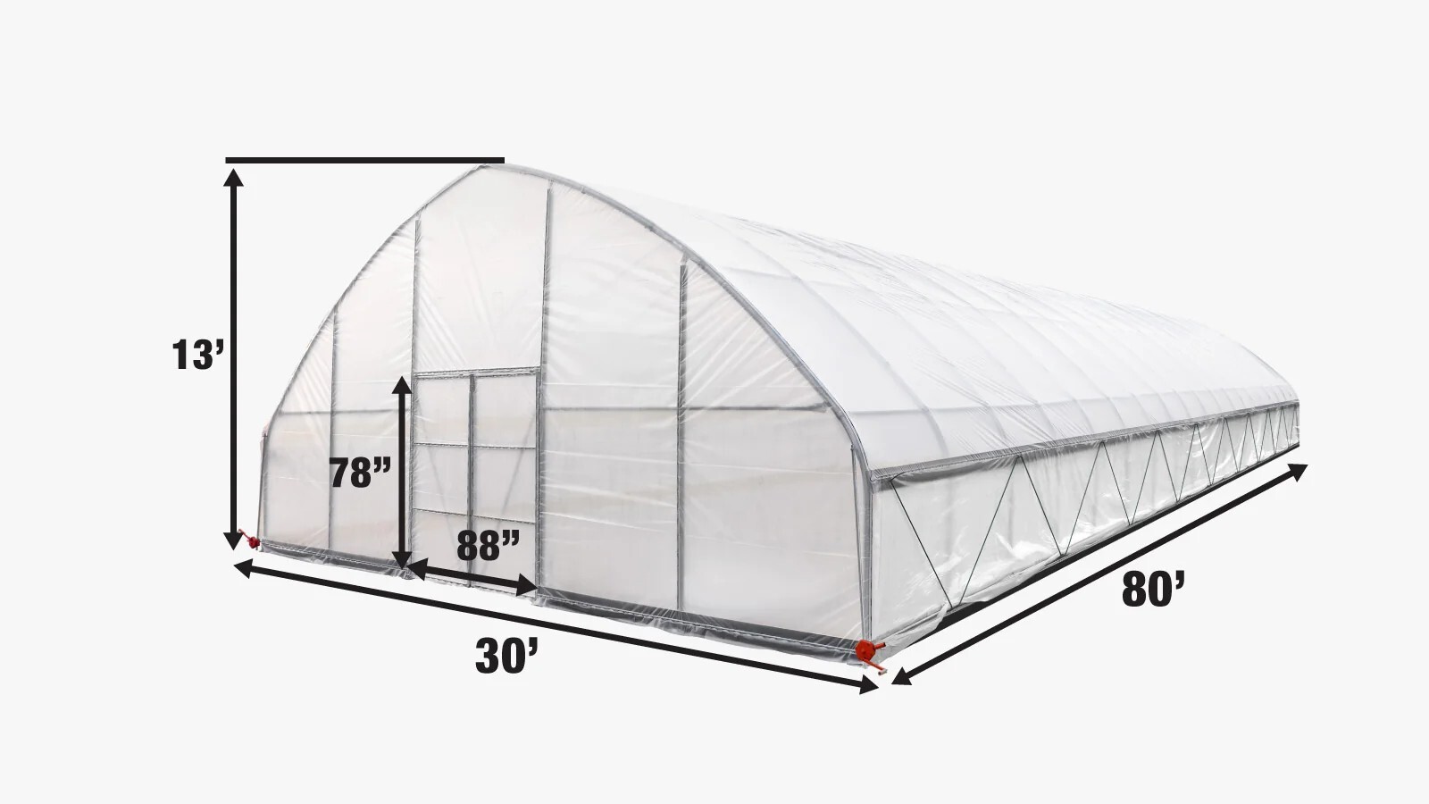 TMG Industrial 30’ x 80’ Tunnel Greenhouse Grow Tent w/6 Mil Clear EVA Plastic
