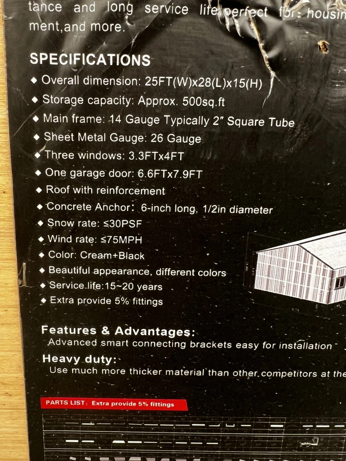 KJ 25′ x 28′ x 15′ Enclosed Metal Workshop Shed Storage Building