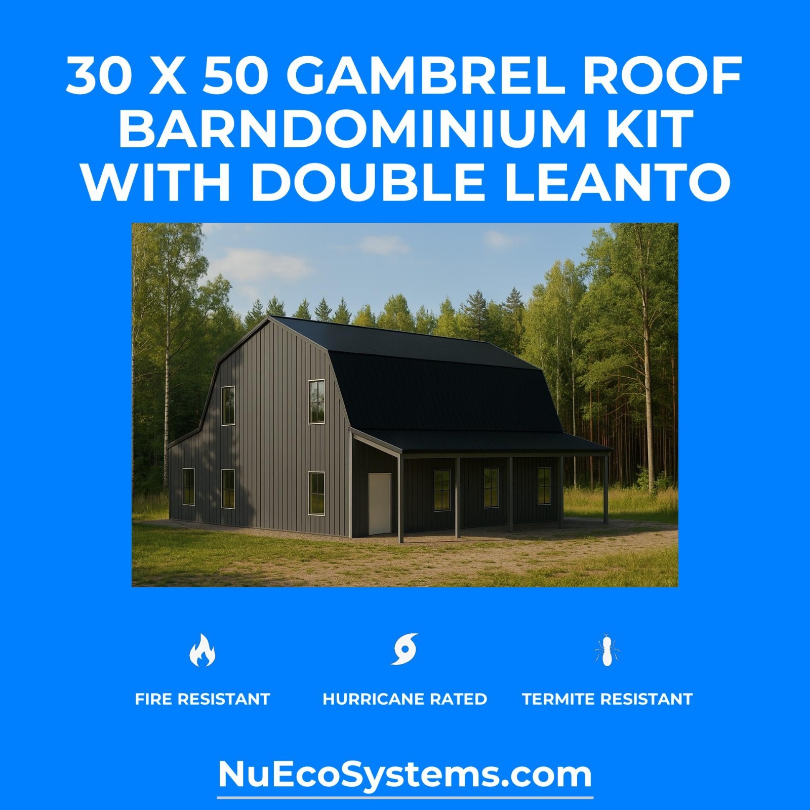 FLORIDA & TEXAS HURRICANE RATED Gable 2 Story Galvanized Steel Barndominium Kit
