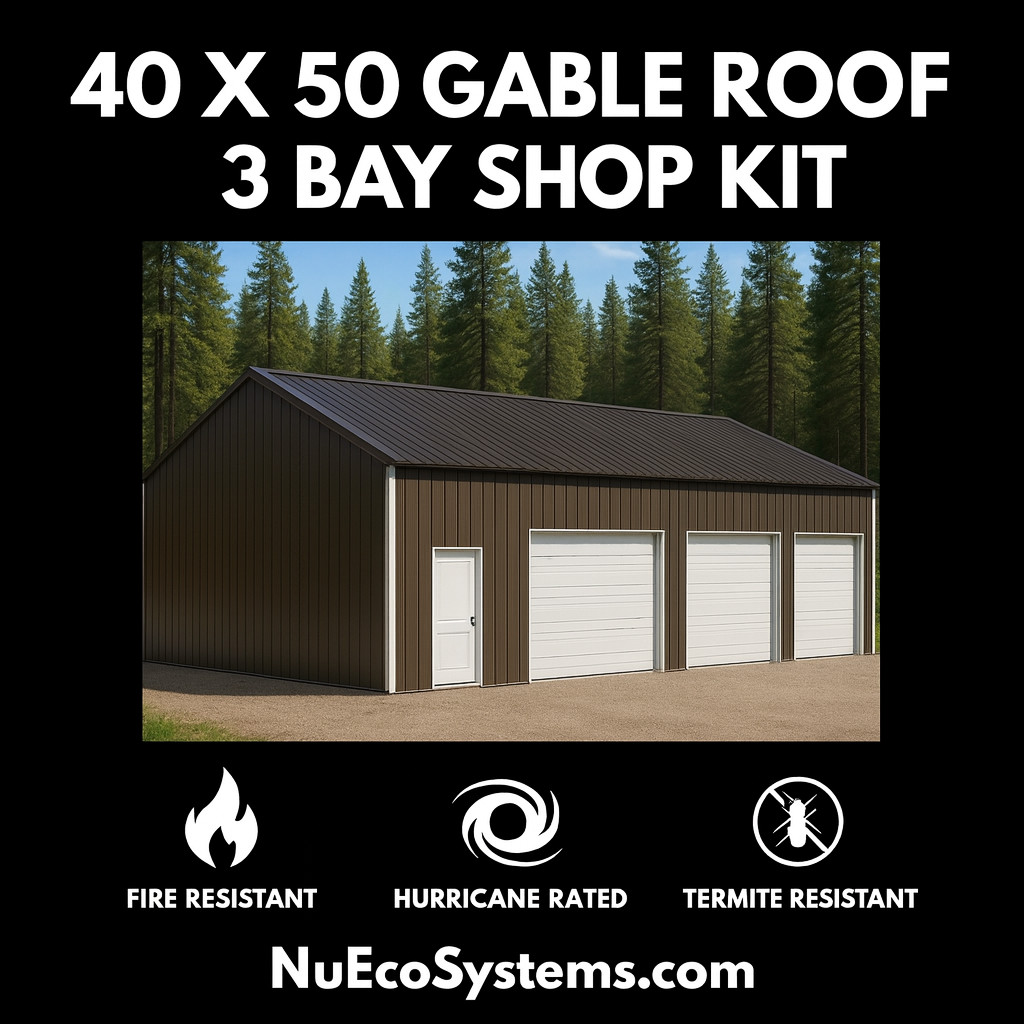 Steel Framed 40 x 40 x 16 Shop Kit, Warehouse Kit ON SALE NOW !!!