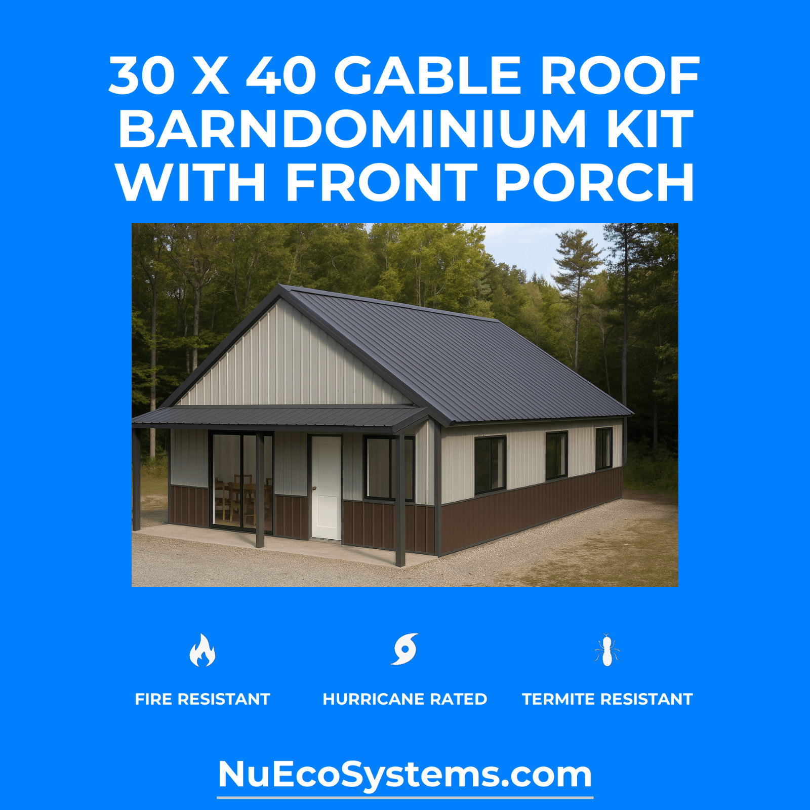 FLORIDA & TEXAS HURRICANE RATED Gable 2 Story Galvanized Steel Barndominium Kit