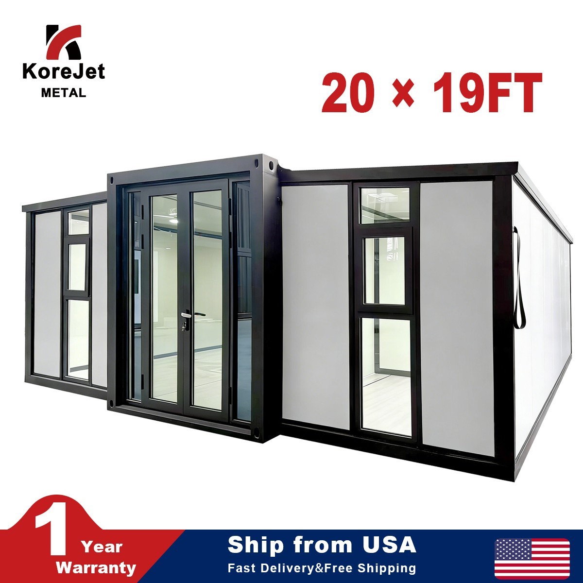 20x19FT Modern Luxury Mobile Expandable Prefab Container w/French windows KJ