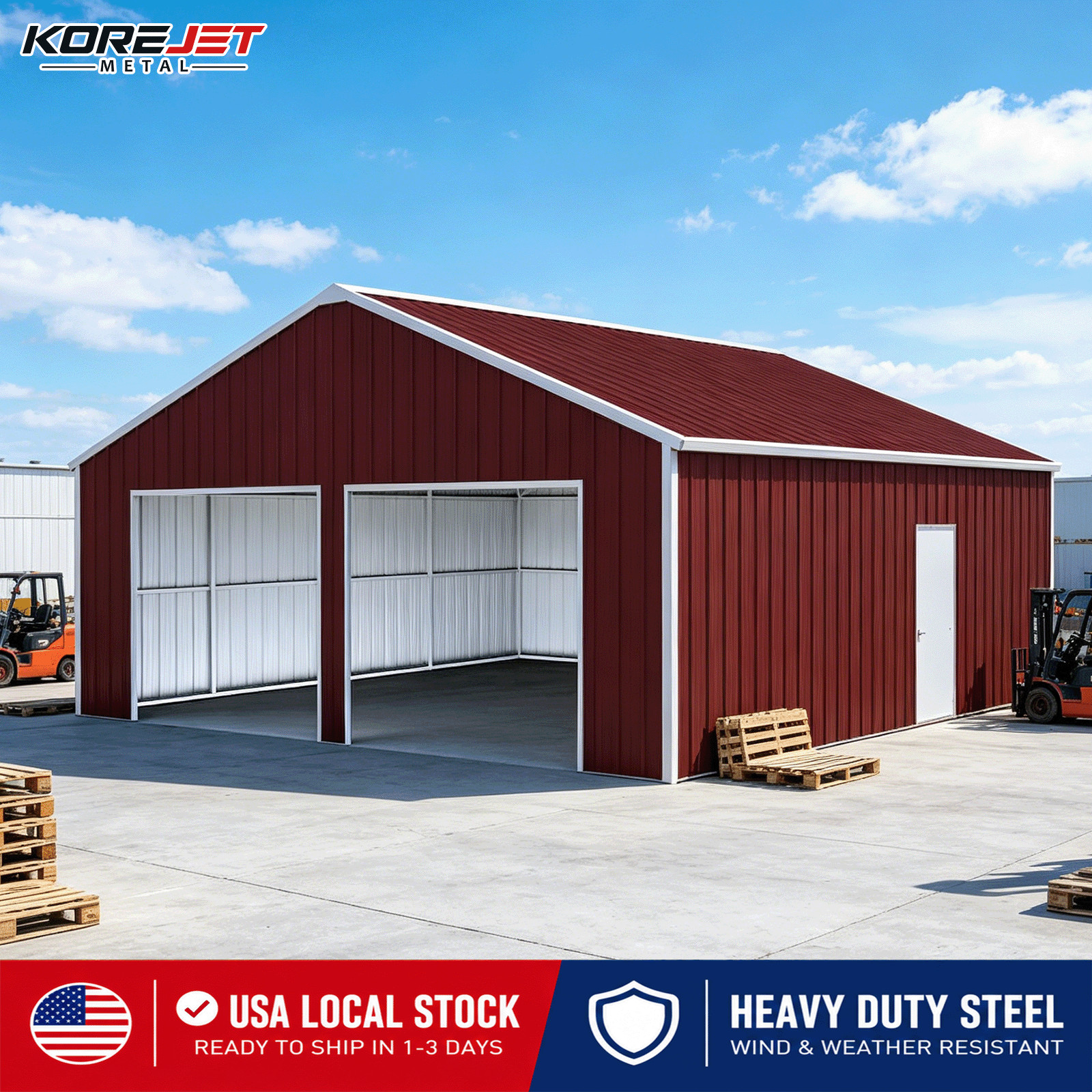 33x25FT Outdoor Garage Barn Shed Galvanized Steel Carport Storage Shed