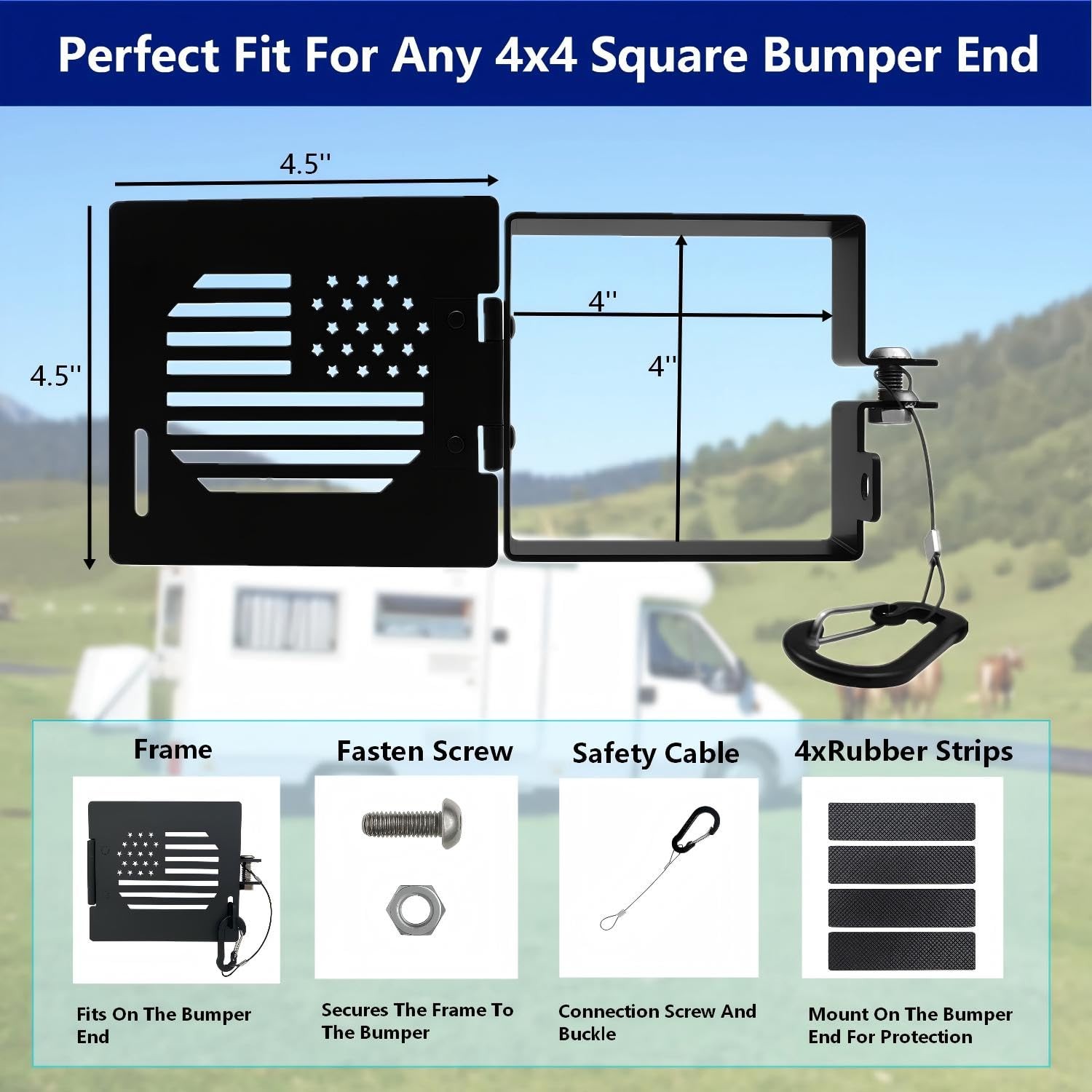 Aluminum RV Bumper End Caps 2 Pack – Fits 4-Inch Travel Trailer & Black