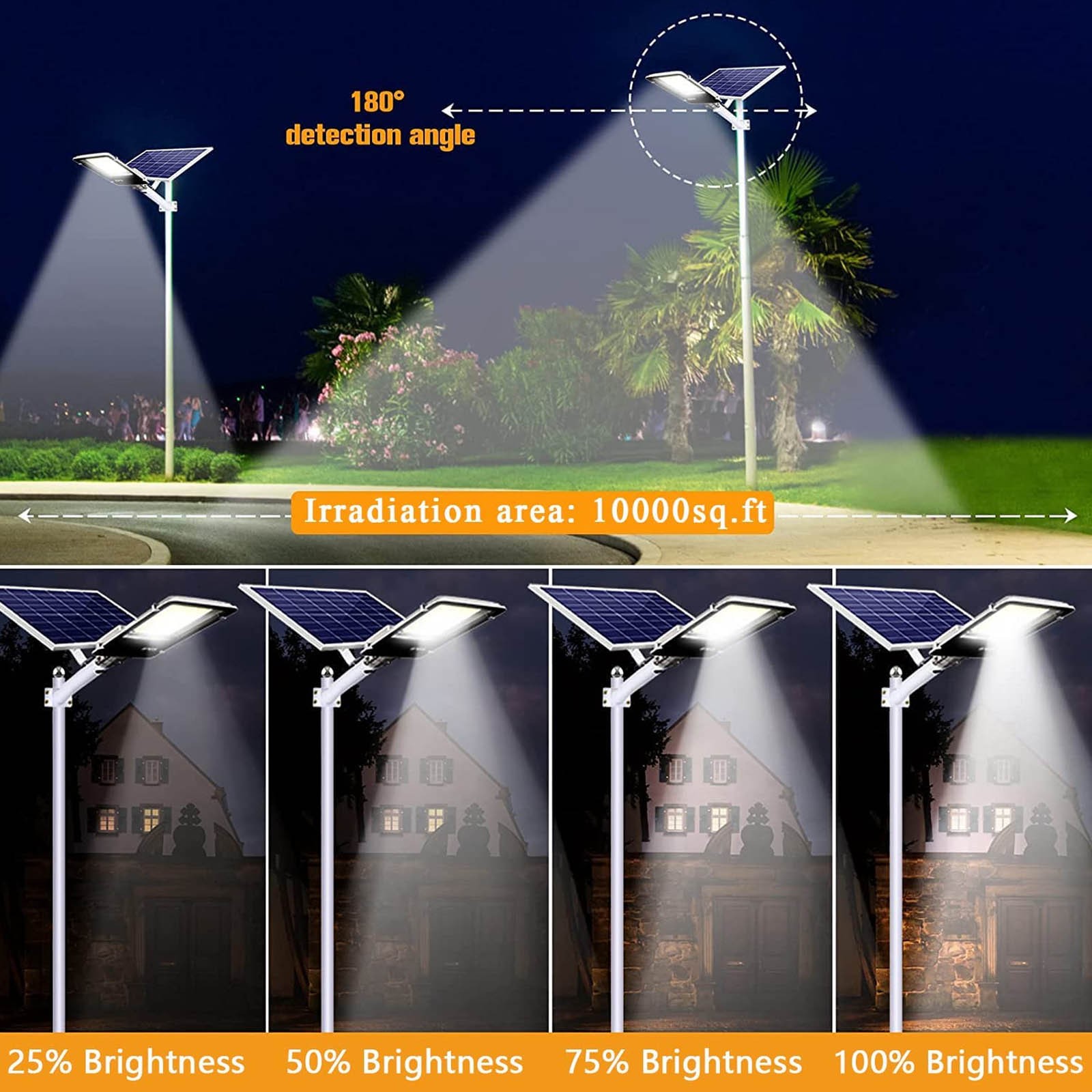 Commercial 2000W Solar Street Lights Outdoor Solar Flood Light for Parking Lots