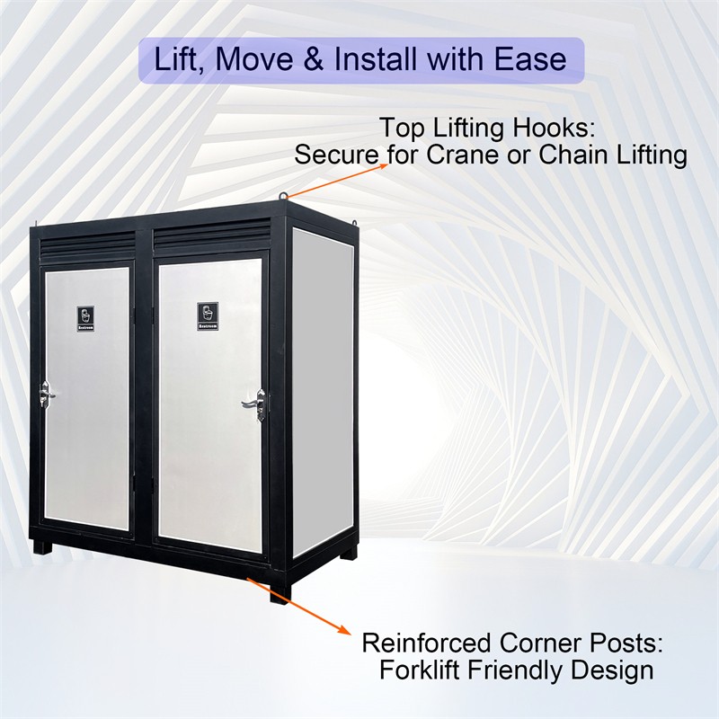 Two-Person Restroom Mobile Toilet Cabin Outdoor Restroom w/ Light Sink Vent Fan