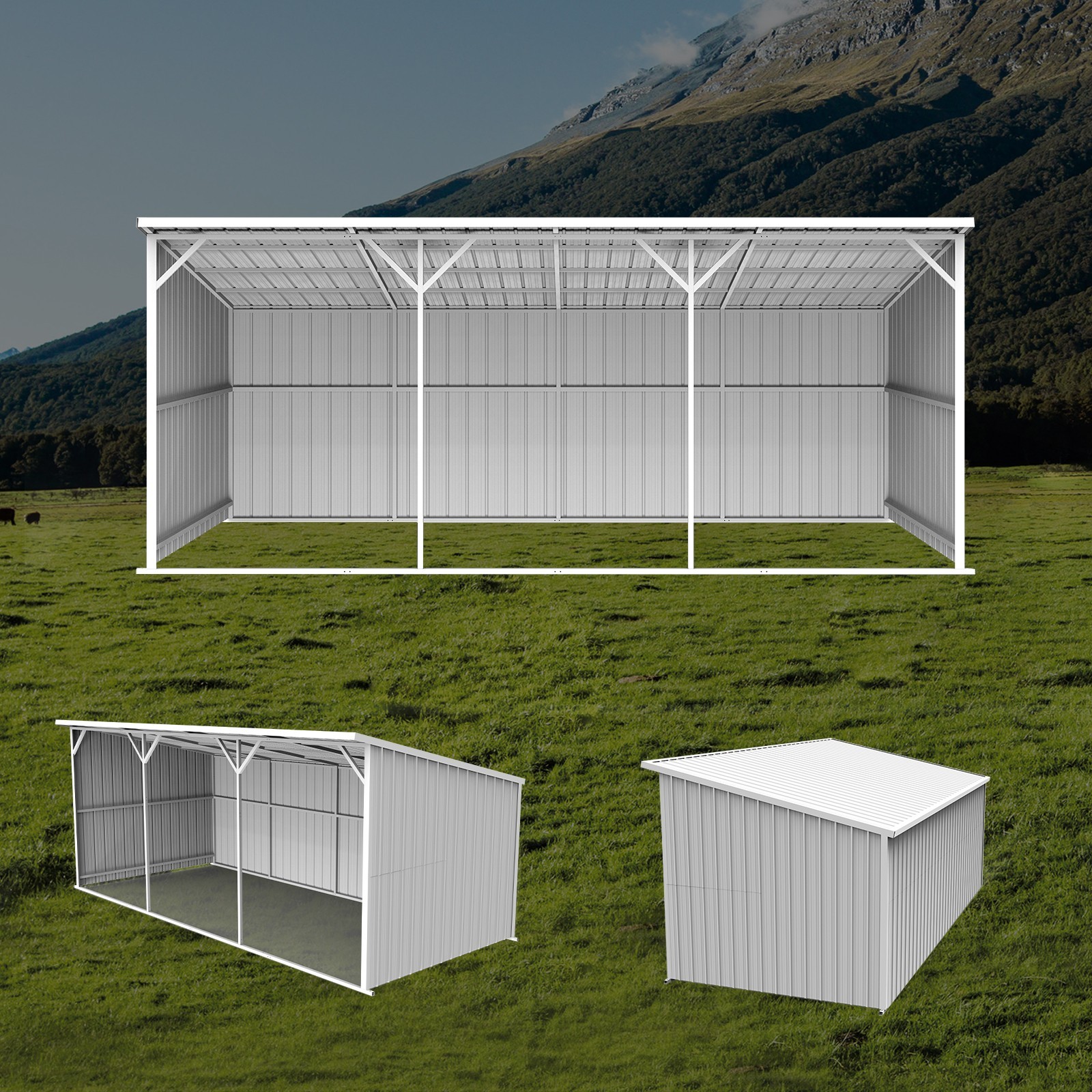25’x12′ Heavy Duty Metal Storage Shelter Industrial Equipment Warehouse Shed