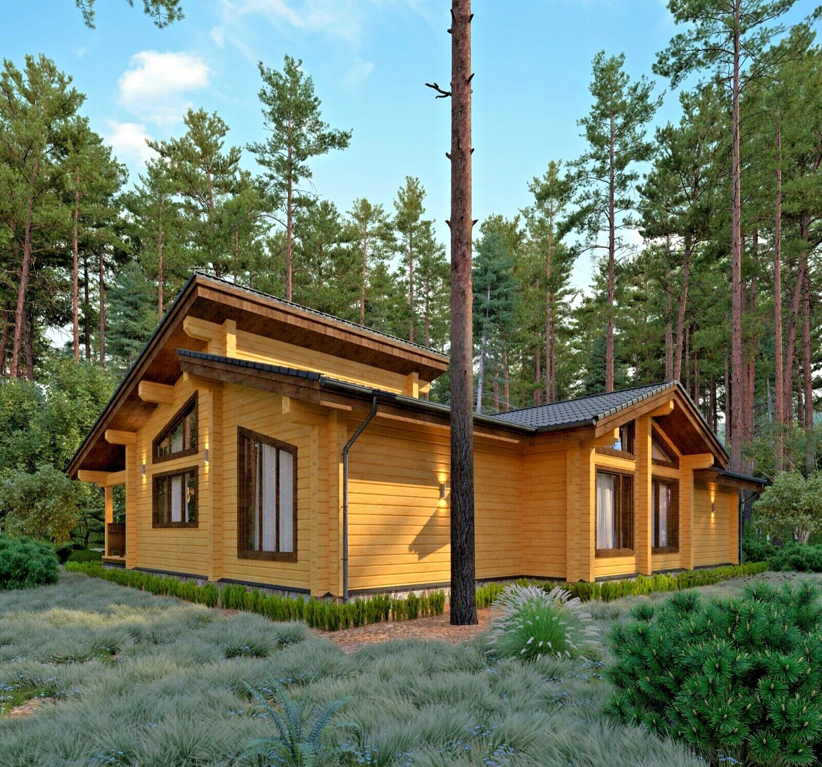 1730 sq.ft LOG HOUSE KIT LH-161 ECO FRIENDLY WOOD PREFAB DIY BUILDING CABIN HOME