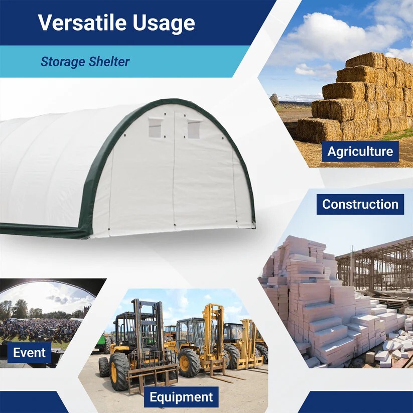 W20’xL30’xH12′ Portable Single Truss Arch Storage Shelter 11OZ PE Canvas Shelter