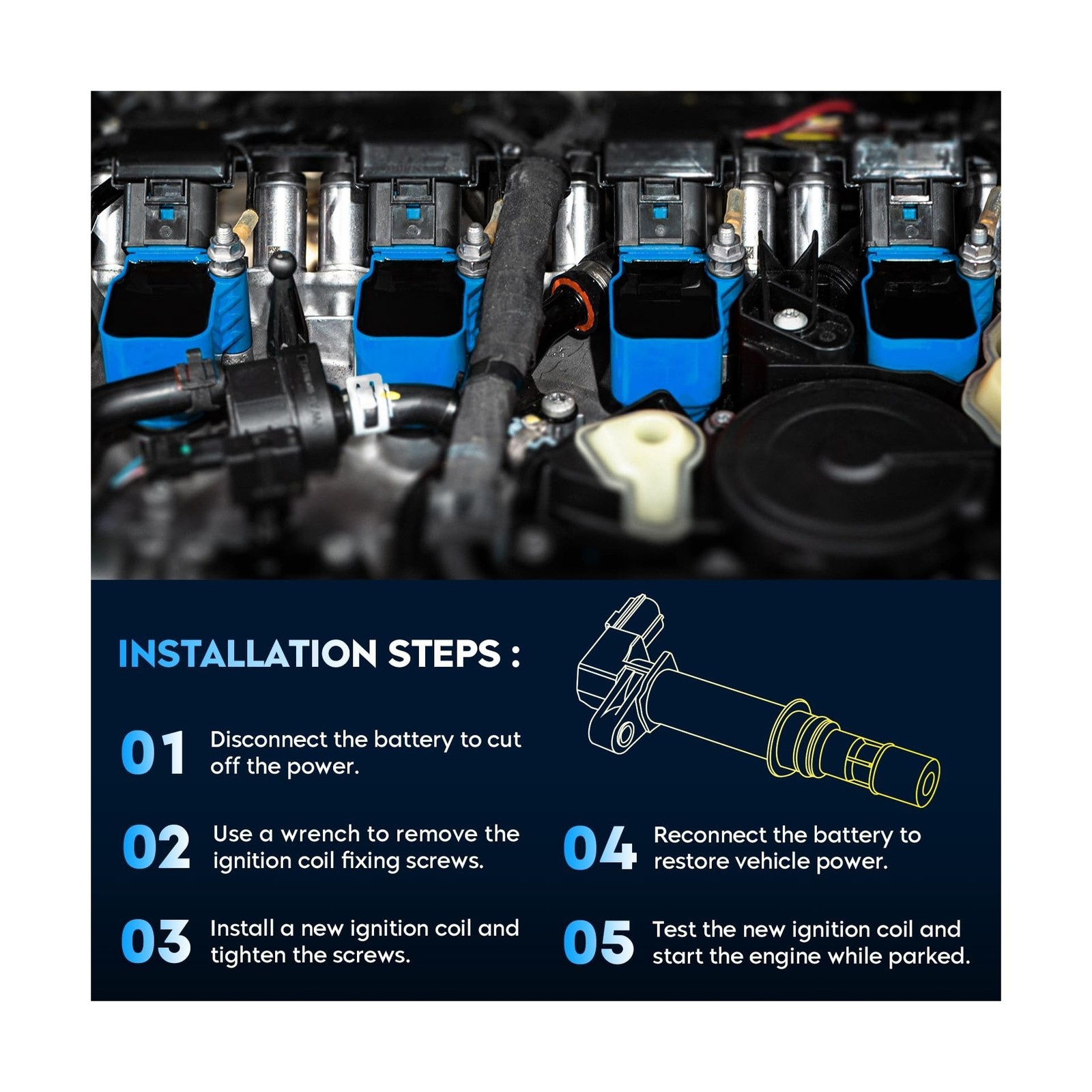 Round Ignition Coil Pack + Iridium Spark Plugs + Wire for Chevy Tahoe Avalanc…