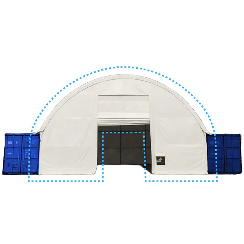 40x40x15′ Container Shelter Part |Front Wall w/ Winch Door |22oz PVC