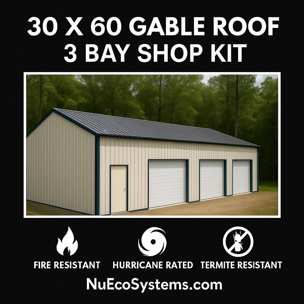 Steel Framed 40 x 40 x 16 Shop Kit, Warehouse Kit ON SALE NOW !!!