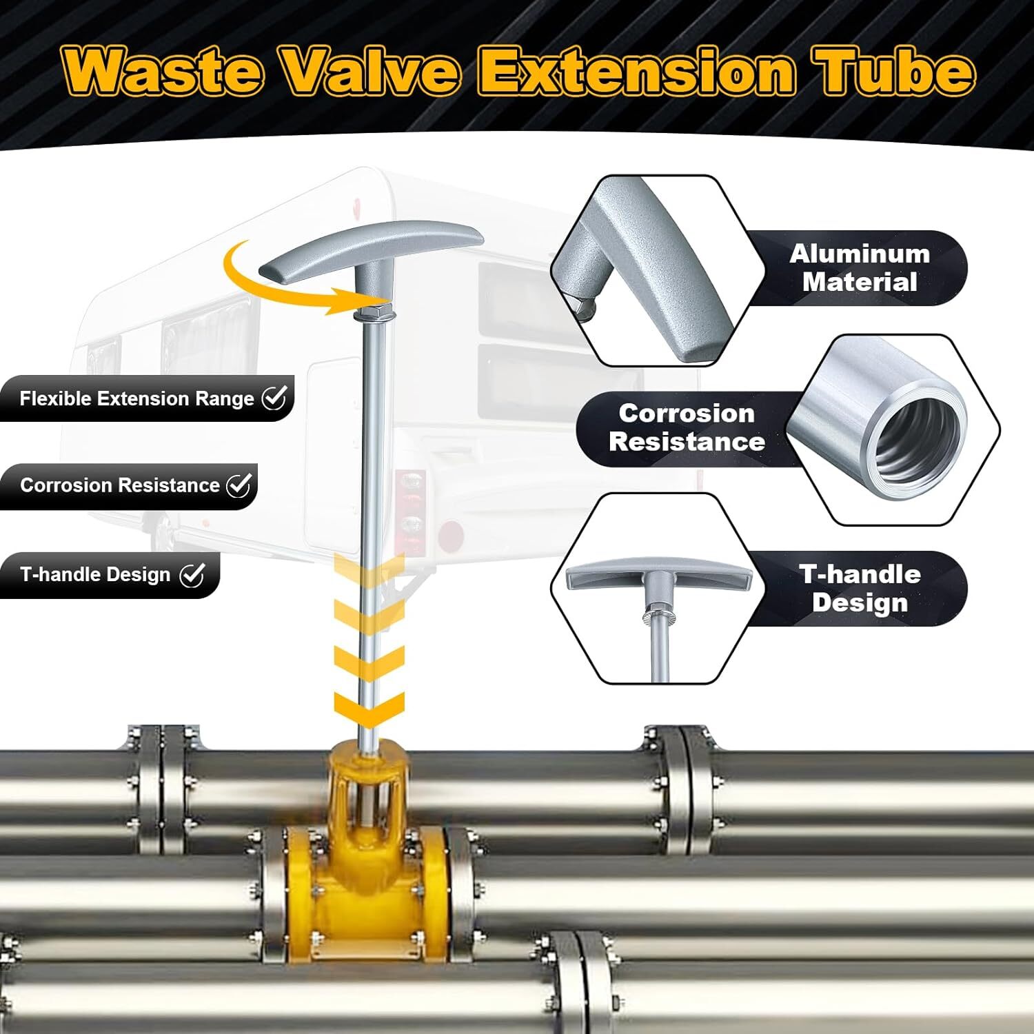 2 Pcs RV Waste Valve Extension Tube 9″, Sewer Tube,…