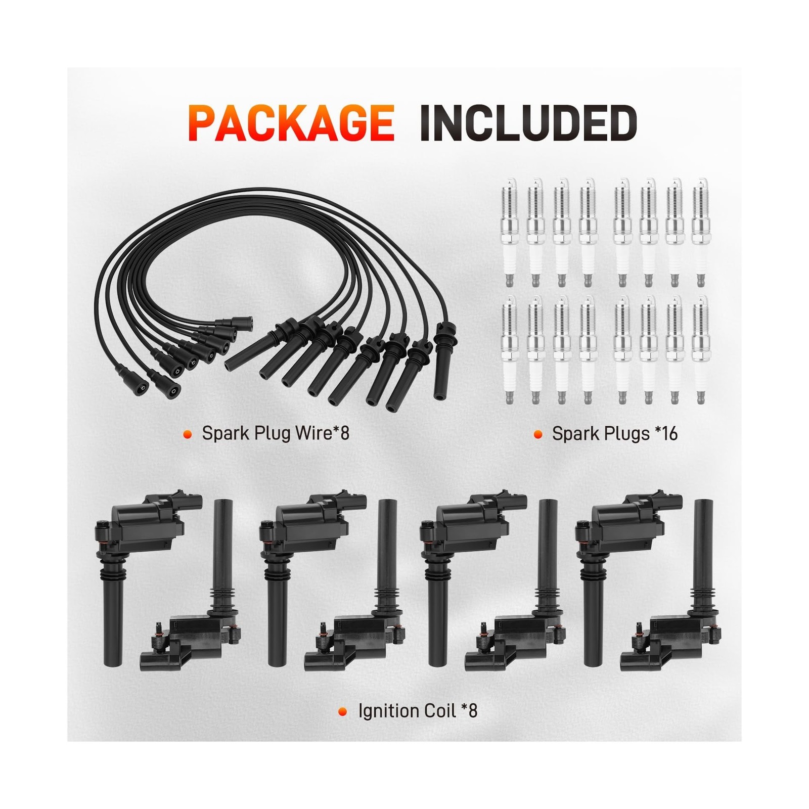 UF378 Set of 8 Ignition Coil Pack 16 Iridium Spark Plug with Wire Set Compati…