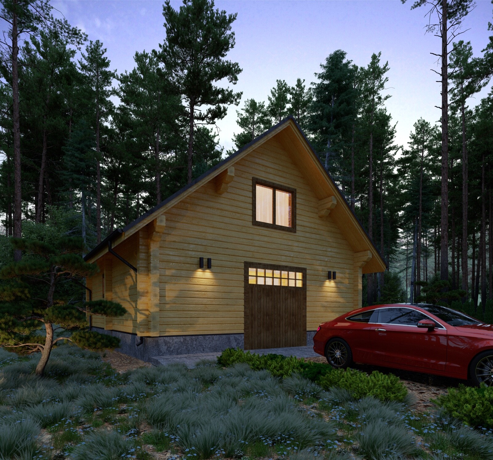 LOG GARAGE KIT LH_BG-80 ECO FRIENDLY WOOD PREFAB DIY BUILDING CABIN HOME MODULAR