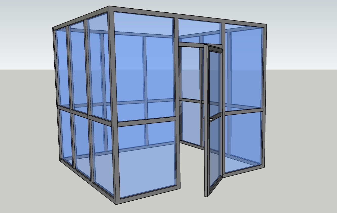 CGP Aluminum & Glass Conference Room 6′ x 8′ x 9′ w/Door, Black Color