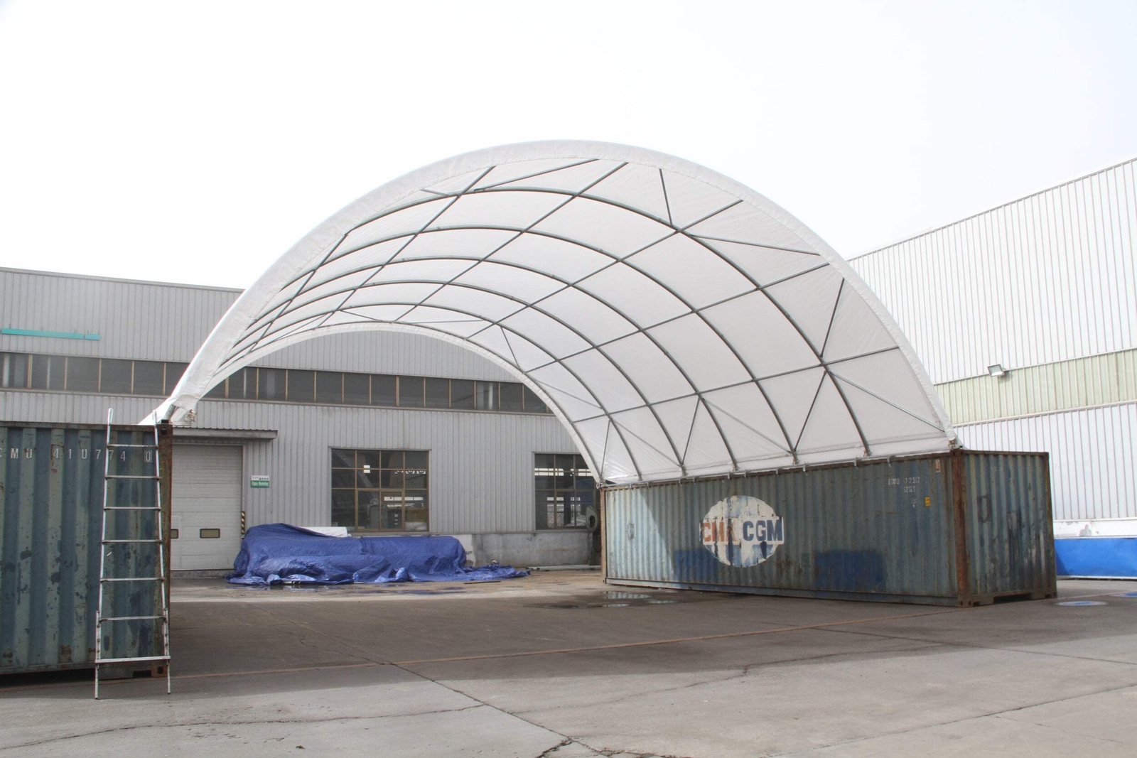 Ping Container Canopy Shelter 20’X20′,11Oz Pe White Industrial Steel