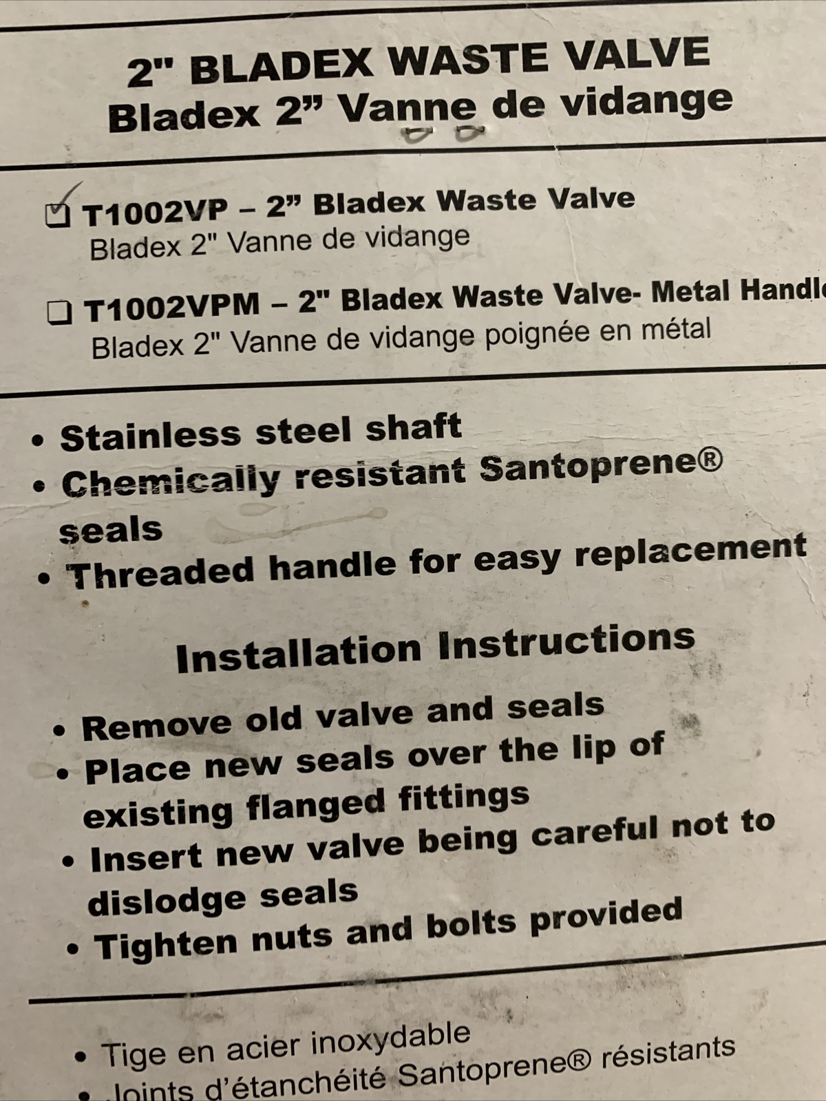 Valterra T1002VP Bladex Waste Valve with Plastic Handle – 2″ , Black