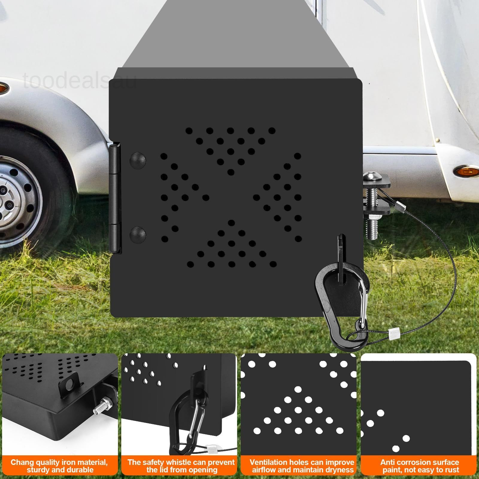 2 Pack Camper Bumper End Caps RV Aluminum Cap Sewer Hose Plug Cover black