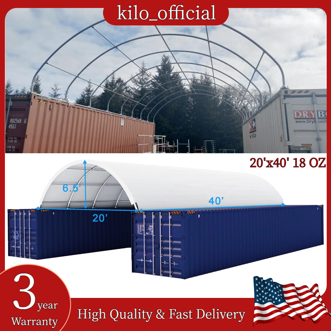 20’x40’x6.5′ PVC Canvas Fabric Building Shipping Container Canopy Shelter 18Oz