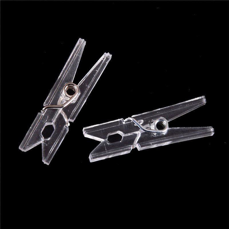 20pcs Mini Clear Plastic Doll Clothespin Photo Paper Peg Clips Laundry Hangers