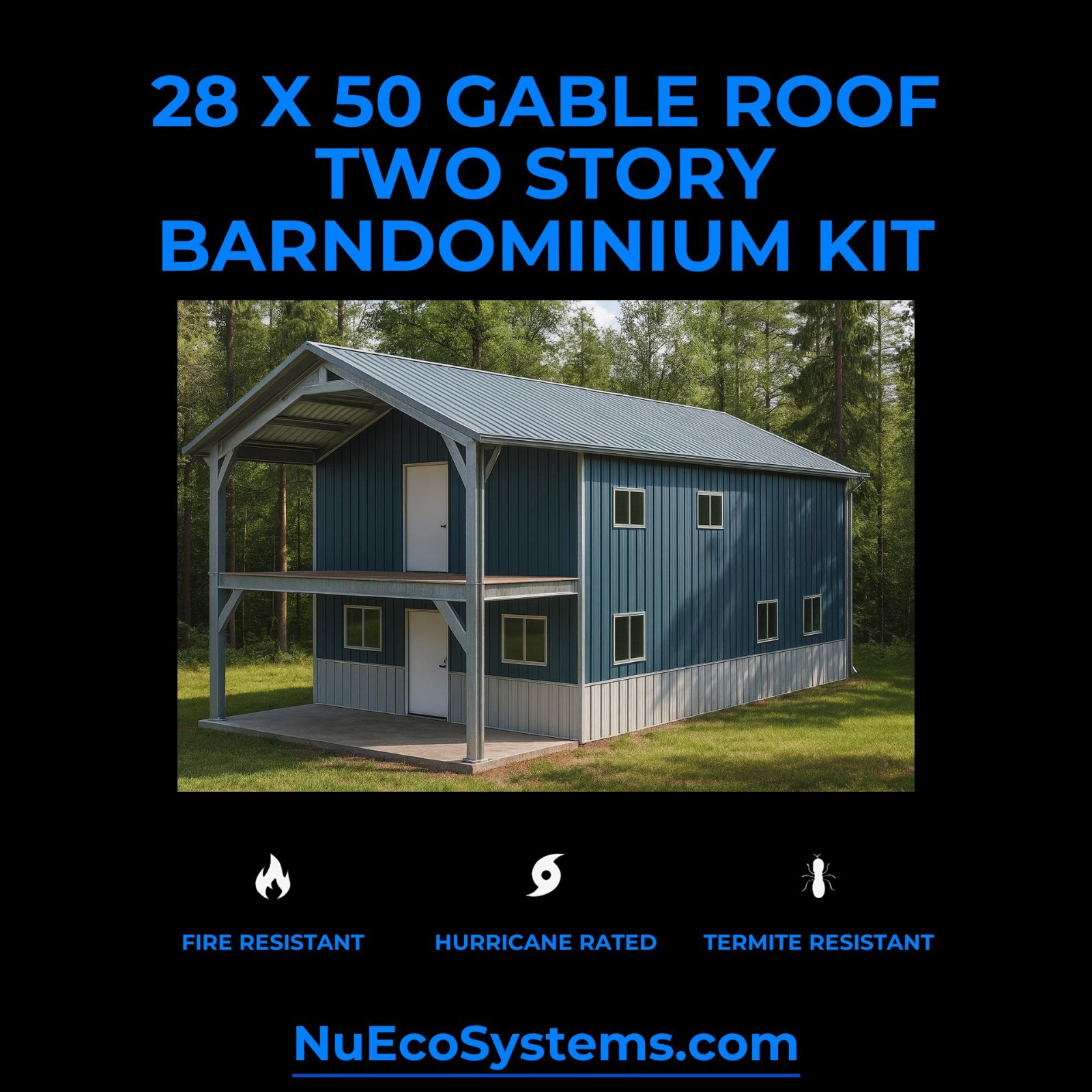 Easy and Affordable to Build 15 x 20 Gambrel Roof Cabin Kit, Made from Hurricane
