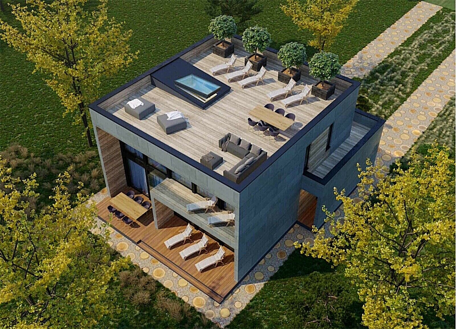 2240 SQ.FT ECO SOLID TIMBER AIRTIGHT PANEL HOUSE KIT. MASS WOOD CLT HOME, PREFAB