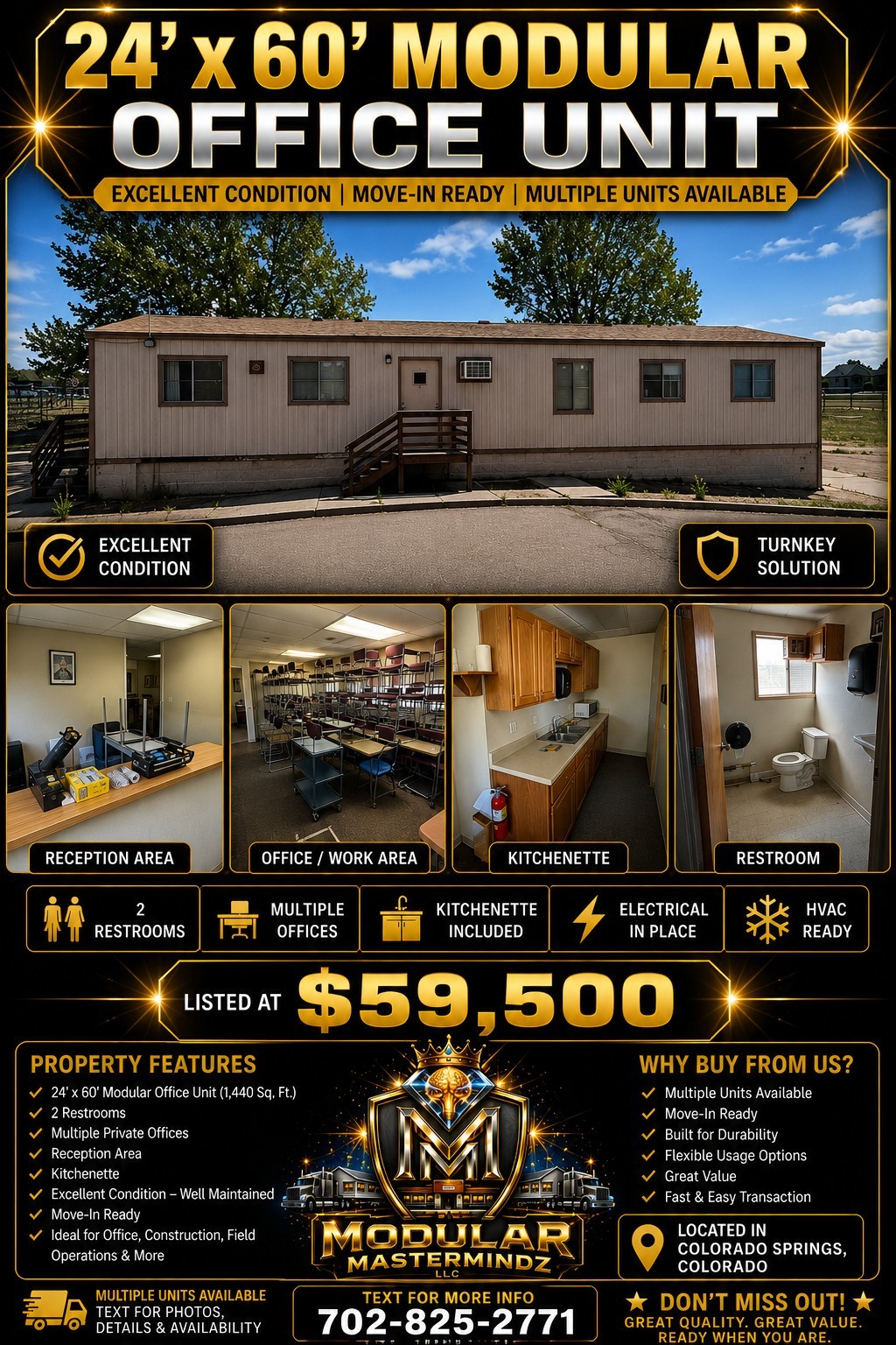 24′ x 60′ Modular Building Portable Office 2 Restrooms Mobile Home Trailer