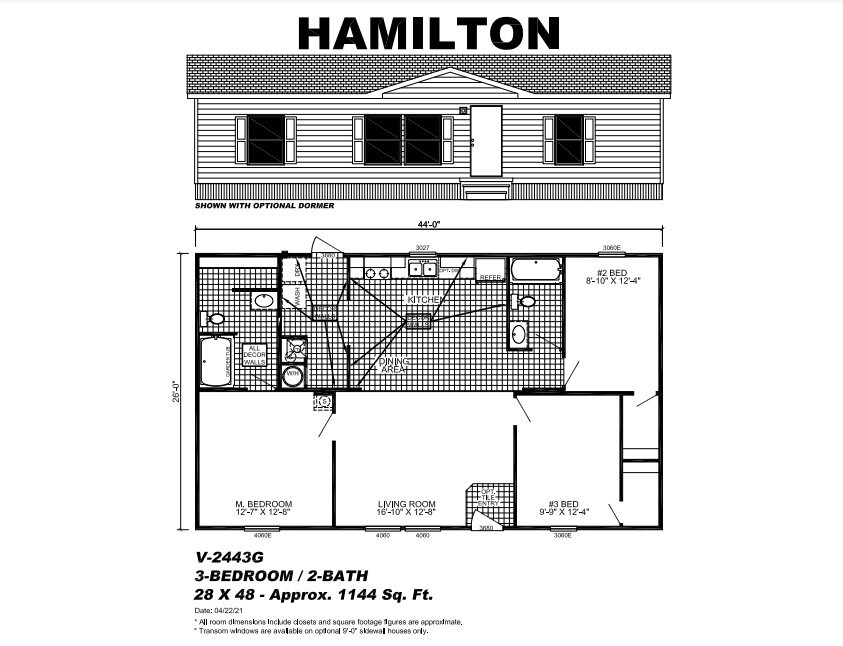 2023 Live Oak HAMILTON Mobile Home 3BR/2BA 28×48-All Southeast States-45 Days!