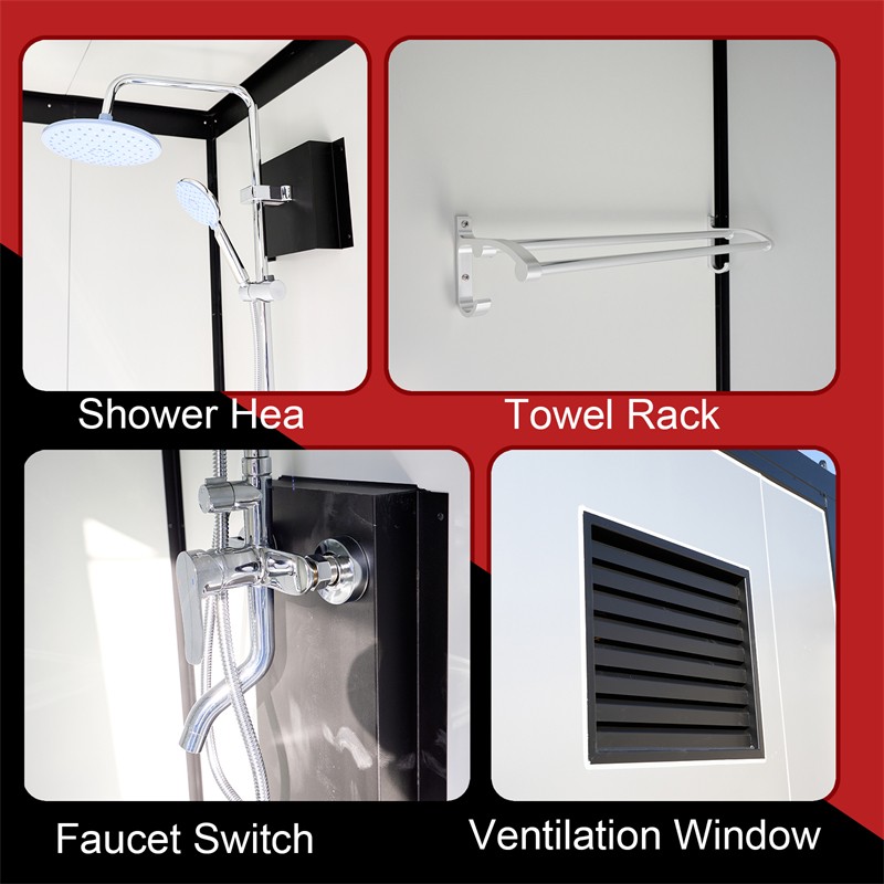 Portable Restroom with Toilet, Sink, Ventilation Fan & Lighting for Events Parks