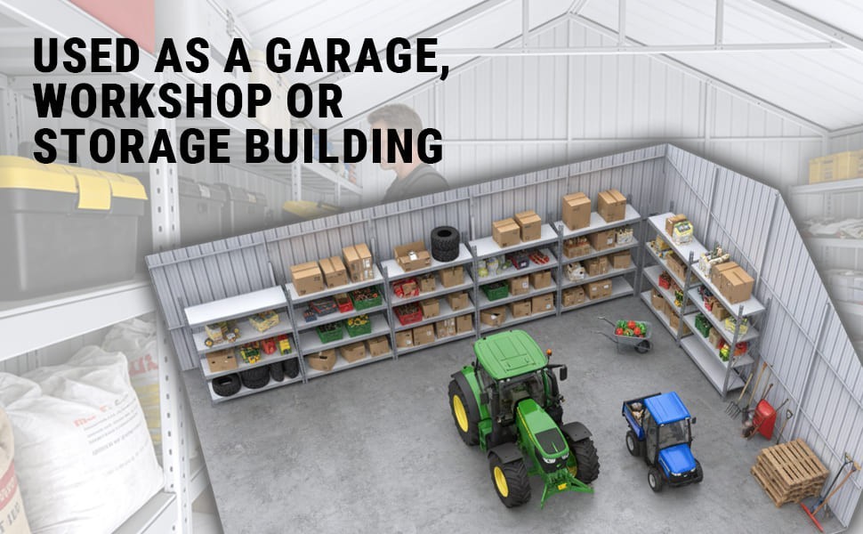 42’x30’x13′ Metal Garage Shed Barn Outdoor Storage Heavy Duty Galvanized Steel