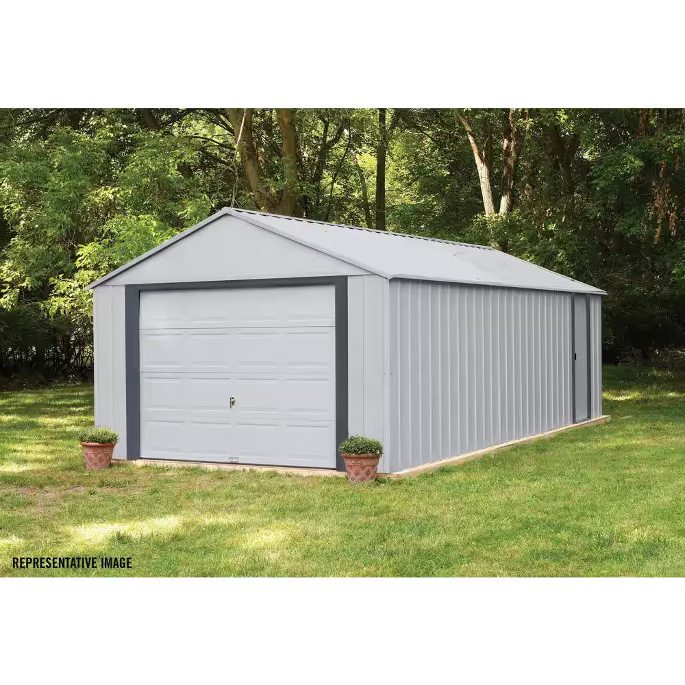 Murry Hill 12 Ft. W X 17 Ft. D 2-Tone Gray Steel Garage and Storage Building wit