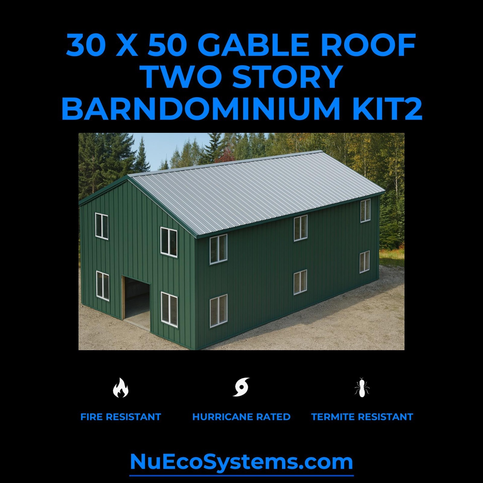 Easy and Affordable to Build 15 x 20 Gambrel Roof Cabin Kit, Made from Hurricane
