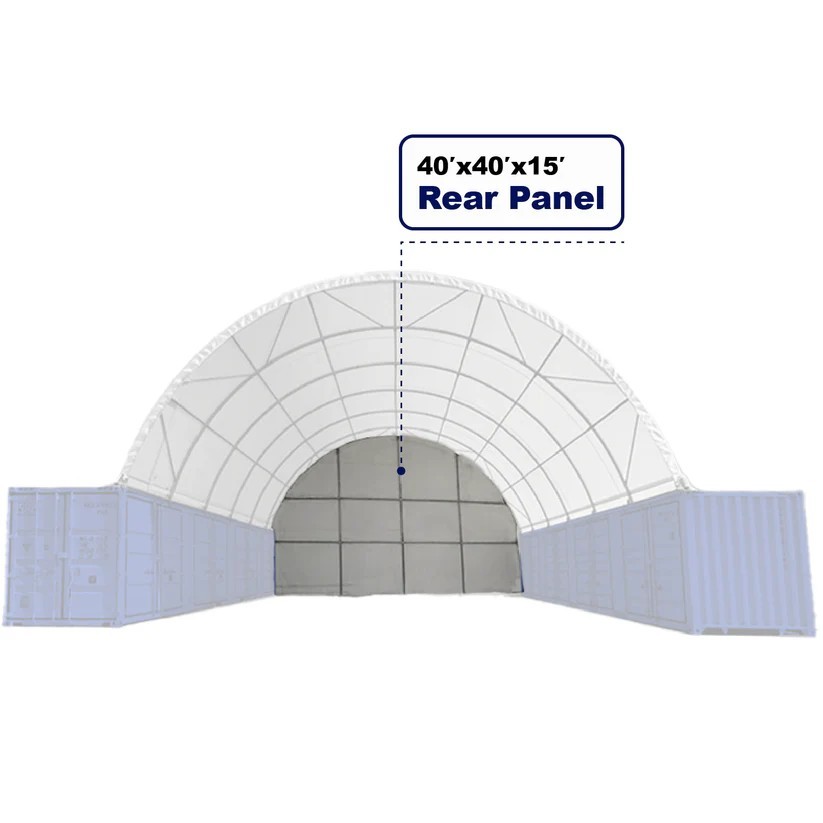 Back Wall for Container Shelter 40’x40’x15′ , 22oz PVC Shelter Parts