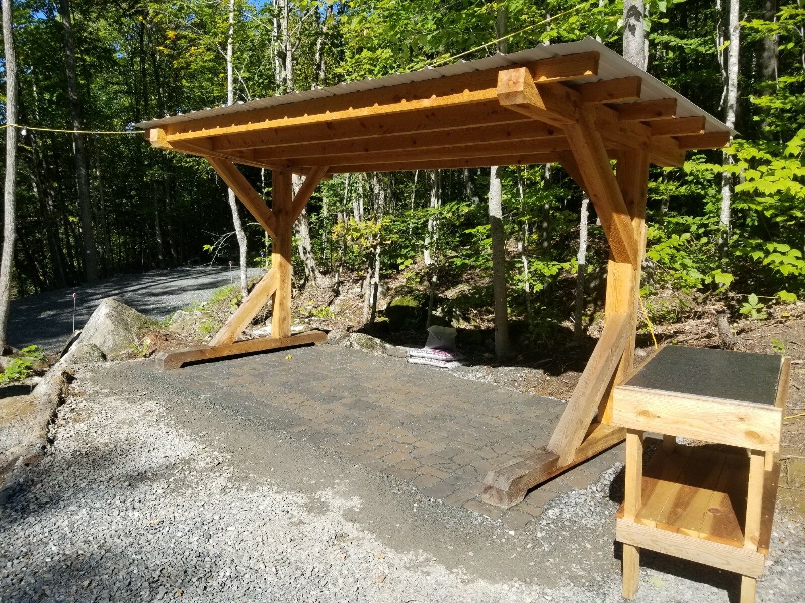 Timber frame outdoor kitchen / retail / shade space. Temp or perm. 6′ x 13′ base