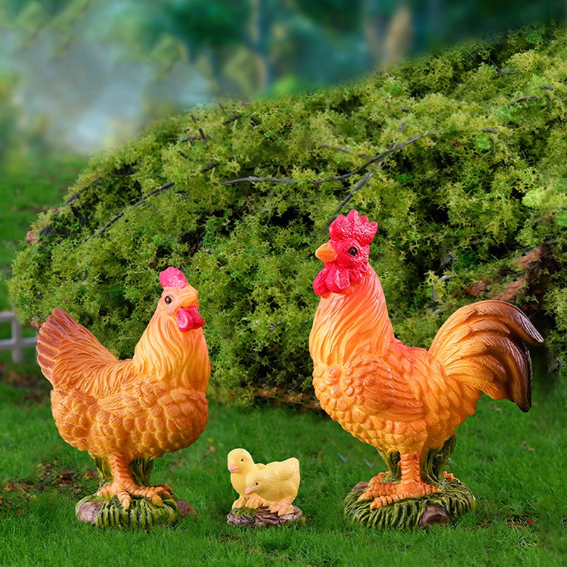 Rooster Chicken Doll Farm Animal Model Home Decoration Miniature Ornaments