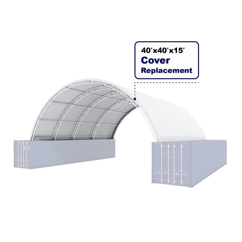 40’x40’x15′ Container Shelter Replacement Cover 22 oz PVC Tarp White