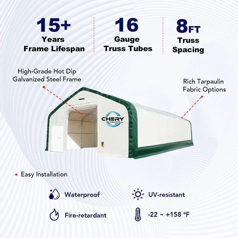 W40’xL80’xH21′ Double Truss Storage Shelter 18OZ PVC Canvas Building Shelter