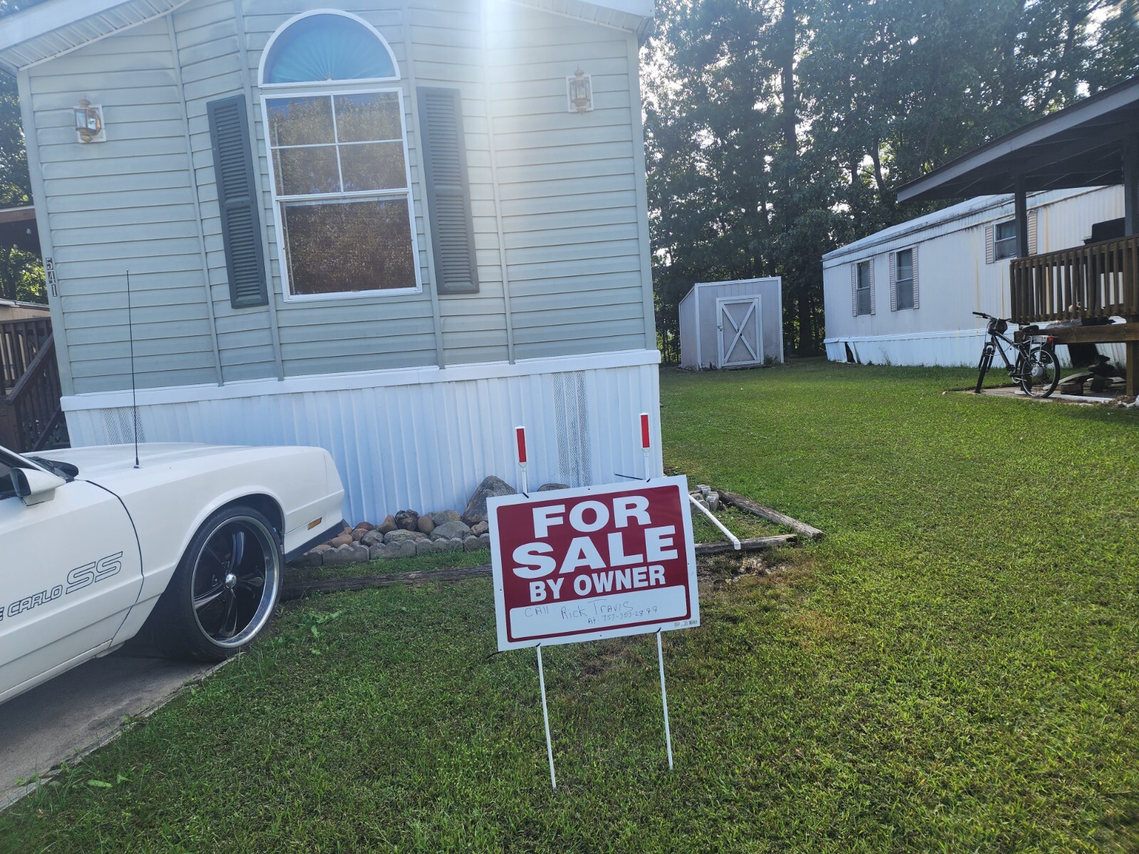 Modular mobile home for sale 14/80ft light green shingle roof and vinyl siding