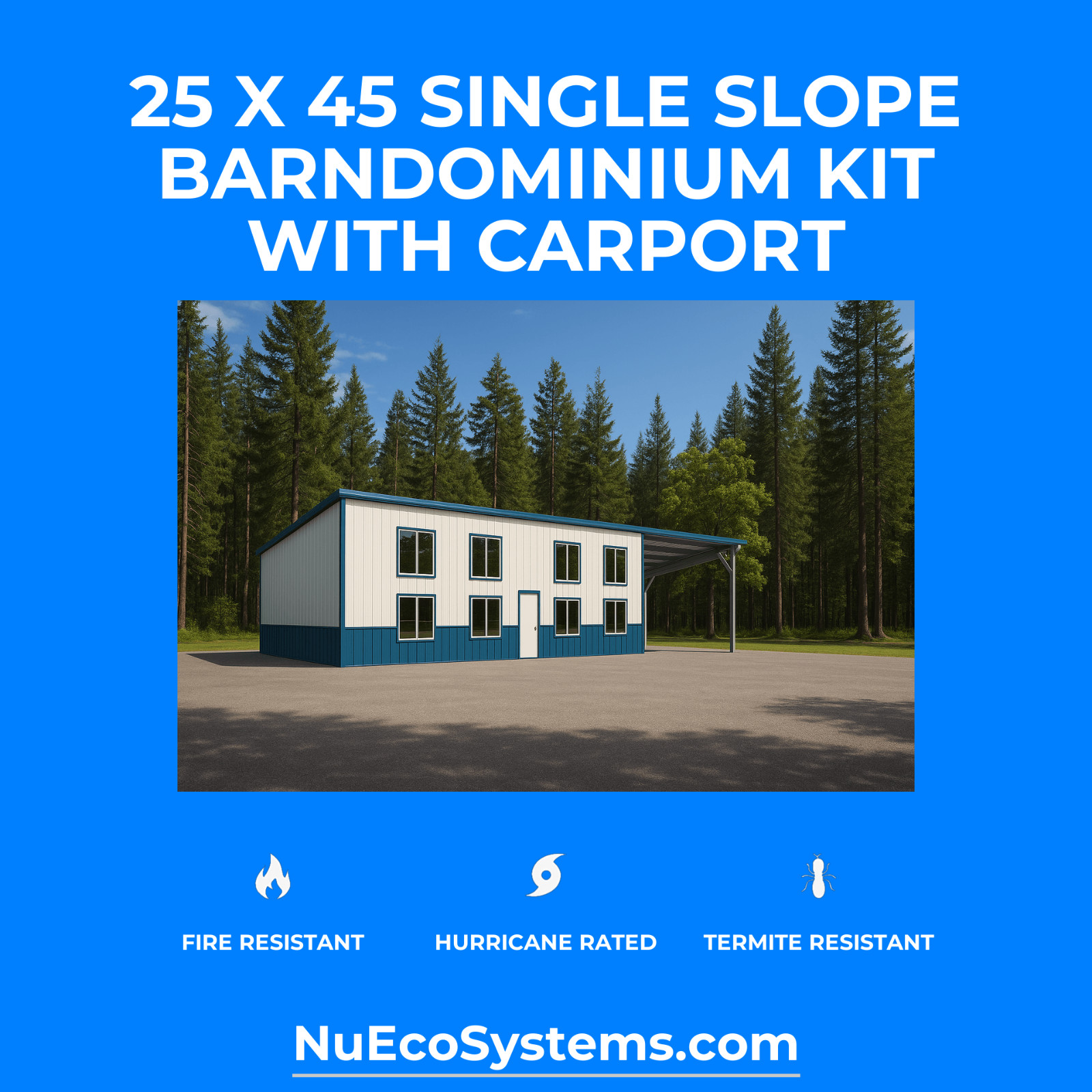 Brand New Kit Design It’s Our 30 x 35 Modern Single Slope Barndominium or Cabin