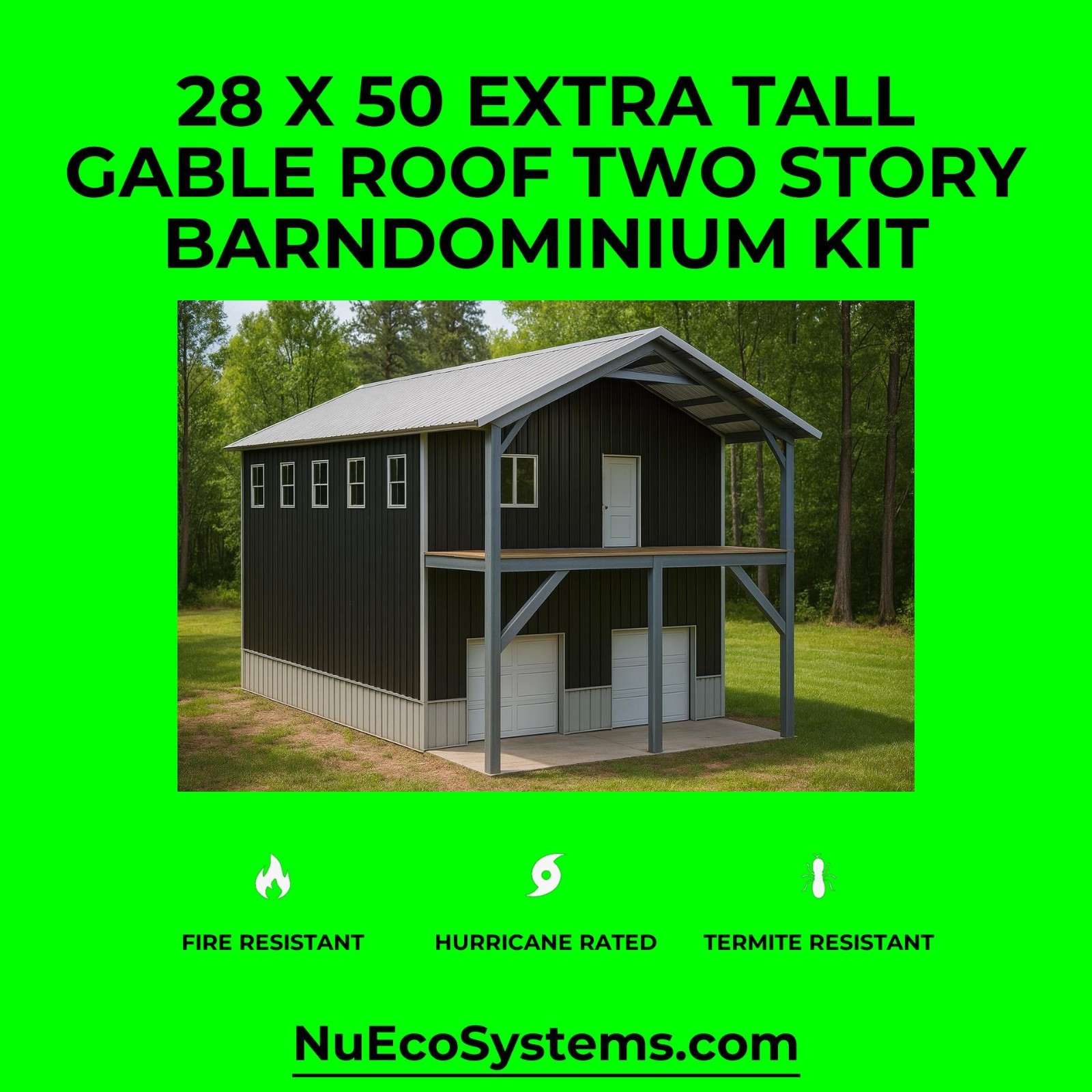 Affordable 22′ x 22′ Tall Lightweight Galvanized Steel Garage and Apartment Kit