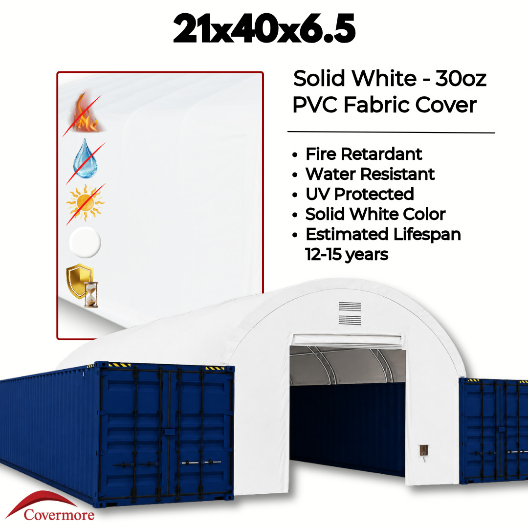 21’x40′ (30 oz PVC) Heavy Duty Dual Truss Shipping Container Shelter + END WALLS