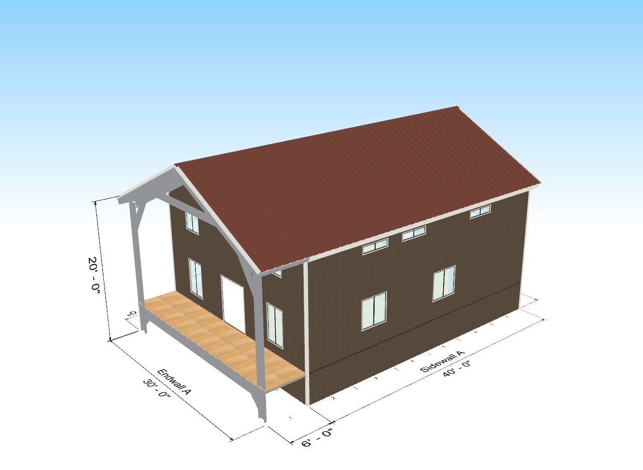 30 X 40 HURRICANE RATED Gable Tall Galvanized Steel Barndominium Kit on Piers