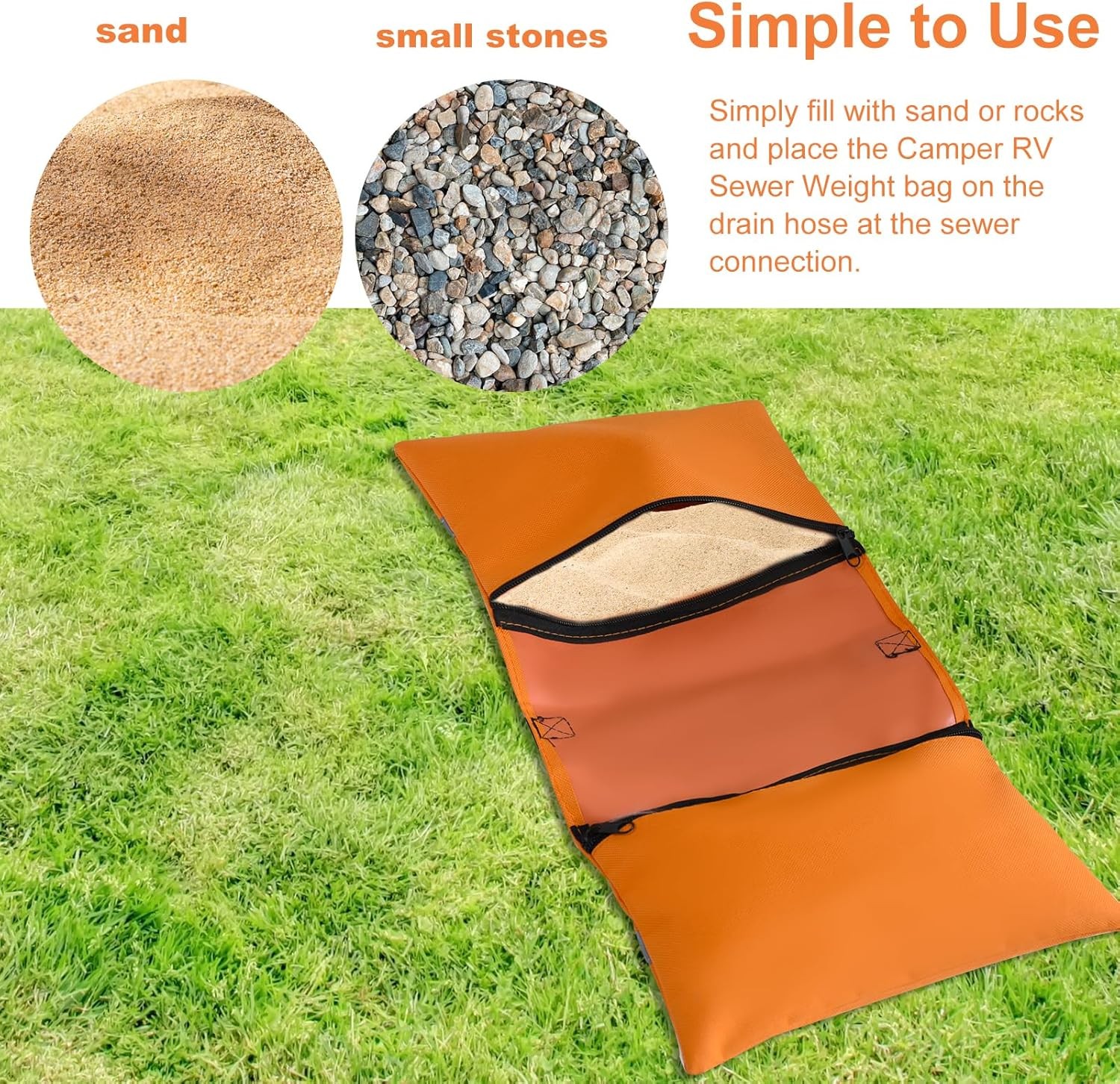 RV Sewer Weight Bag,RV Hose Fastening Device with Reflective orange 1pack