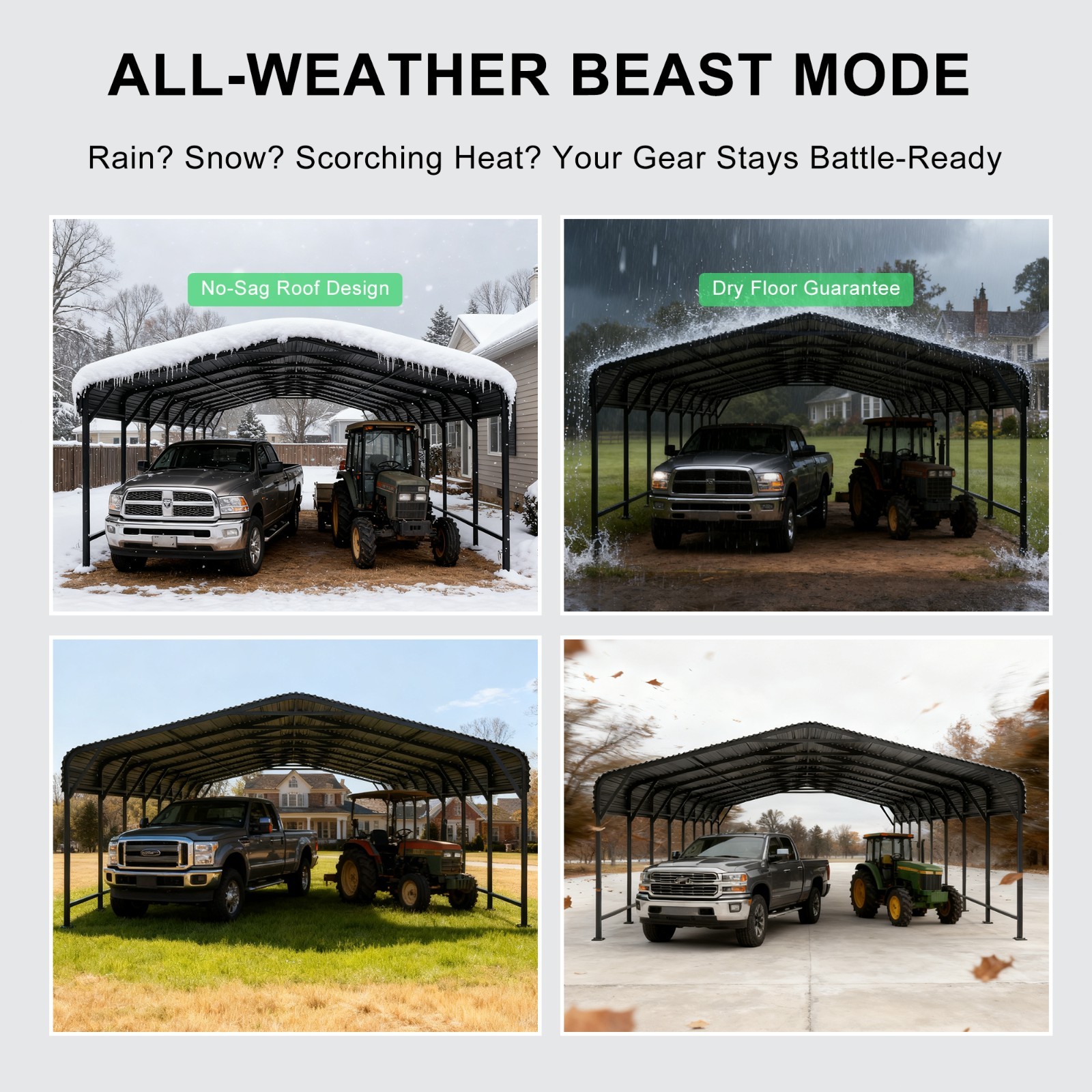 PABIMIA 20×40 FT Heavy-Duty Metal Carport, Outdoor Galvanized Steel Shelter