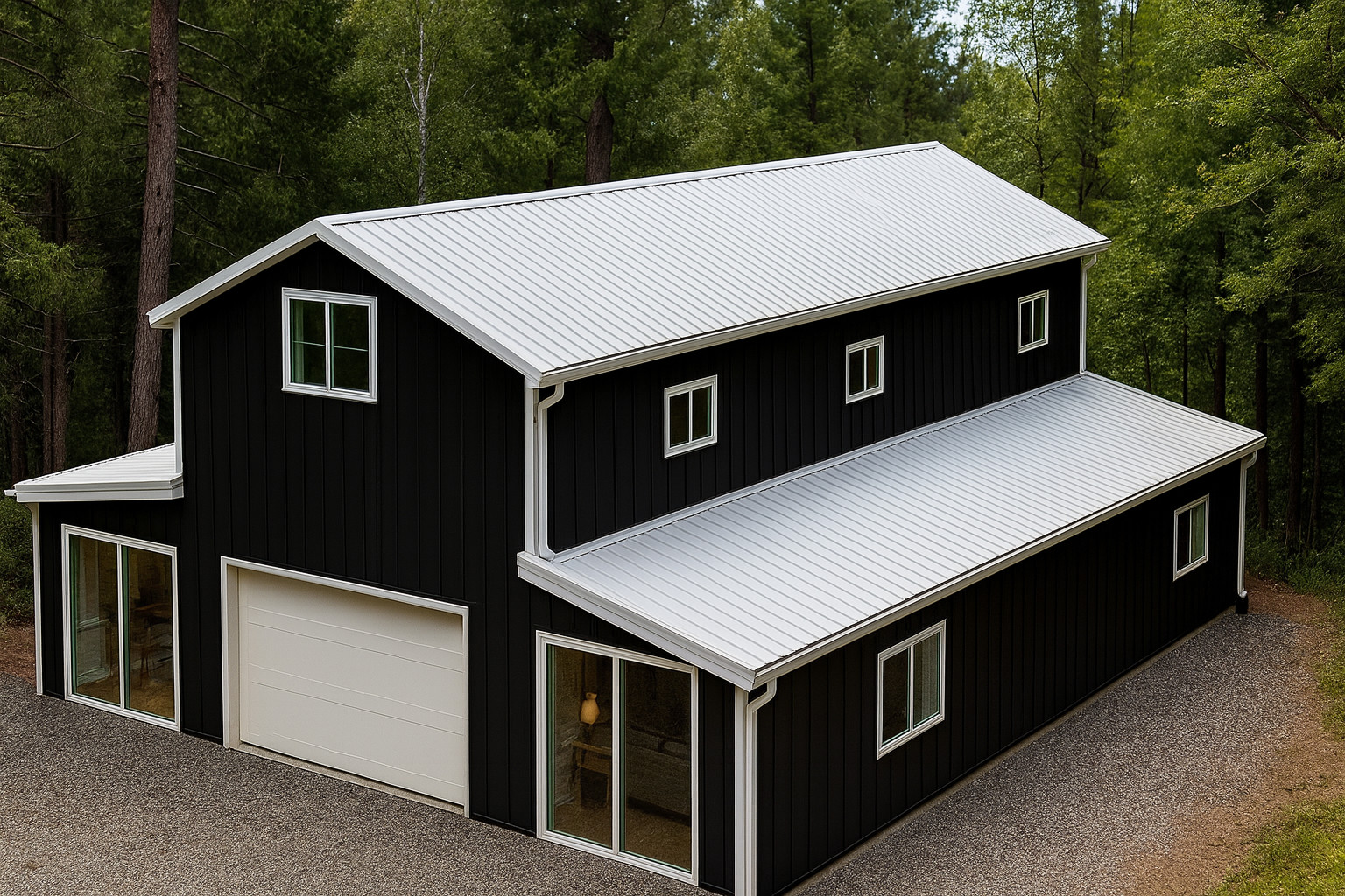 Steel Framed Barn Style Barndominium Kit with Huge 2nd Story Loft Mezzanine