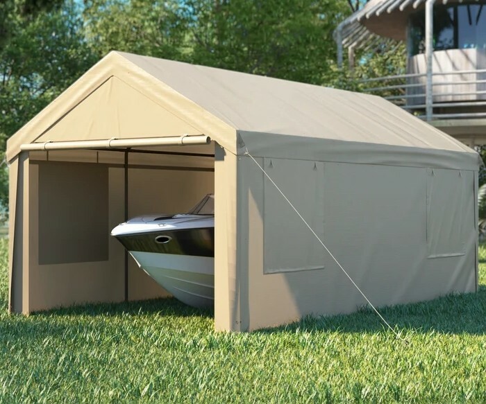 10’x20′ Portable Carport Garage KIT: STEEL FRAME, Waterproof Canopy, Side Walls