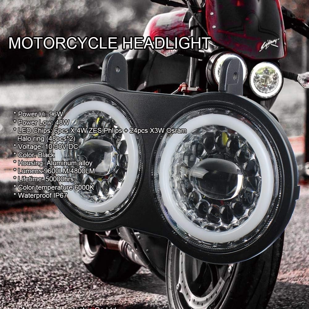 Buell XB Motorcycle LED Headlight Dual Halo White