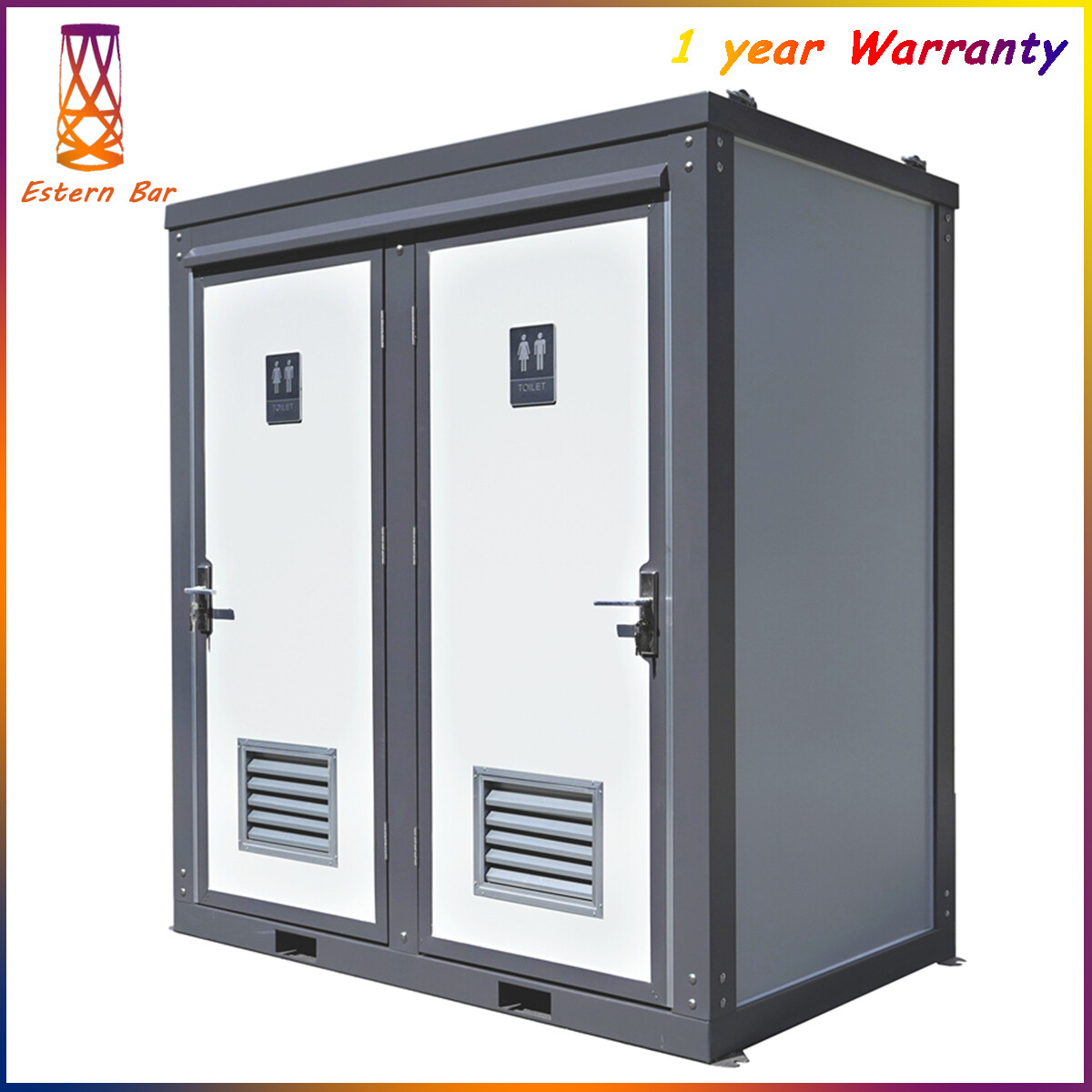 Bastone Dual Portable Restroom Mobile Toilet,2 Stall w/2 Sinks Toilets Bathroom